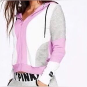 Victoria's Secret Pink and White Colorblock Hoodie